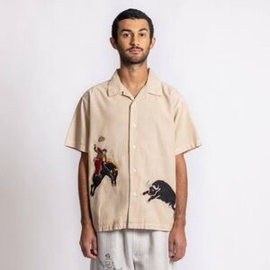 Samuel Zelig Camp Shit Embroidered Bull Rider Men’s Button Down